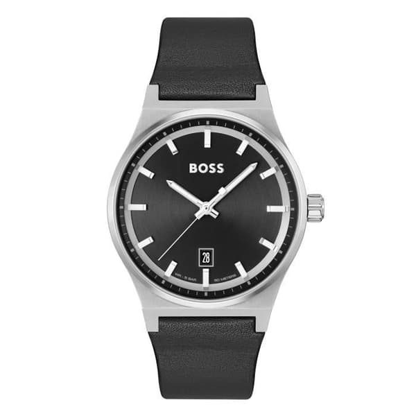 BOSS - Läderarmband Cando - Man - Grå