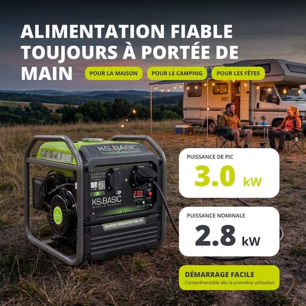Invertergenerator KSB 30i K&S BASIC - 3,0 kW / 2,8 kW - 230 V - 2 x Schuko 230 V