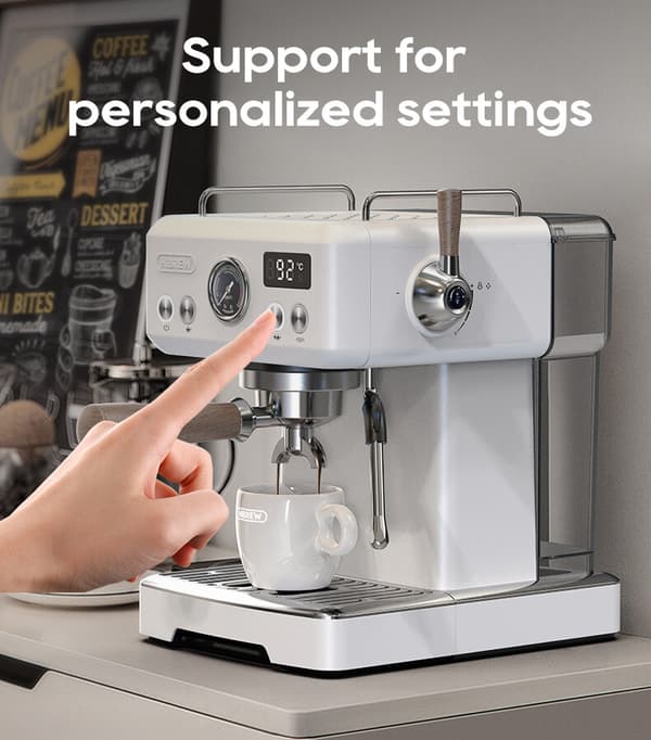 HiBREW H10 Plus White Espressomaskin med PID-temperaturkontroll och justerbart tryck