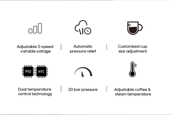 HiBREW H10 Plus White Espressomaskin med PID-temperaturkontroll och justerbart tryck