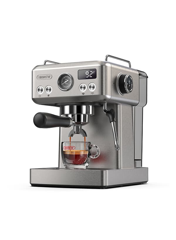 HiBREW H10A rustfrit stål 20-bar espressomaskine med trykmåler og dampstav