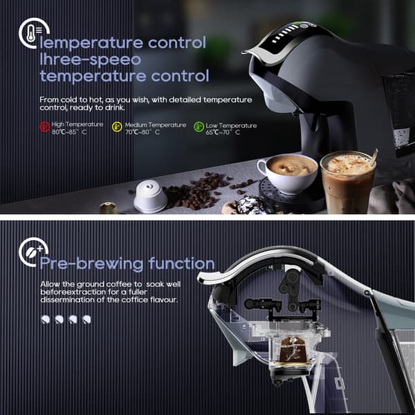 HiBREW H17 Black Compact Espressomaskin för hemkaffetillredning