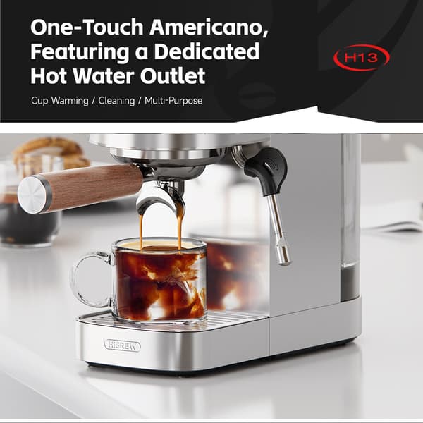 HiBREW H13 White kompakt espressomaskine med dampskumningssystem