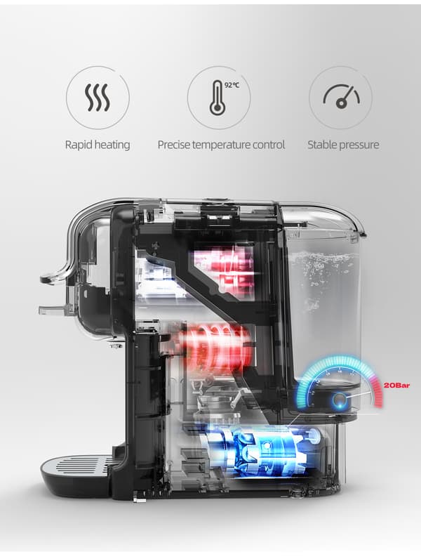 HiBREW H2B Grå Multi-Capsule kaffemaskin för hemmet, kontoret och vardagskaffe