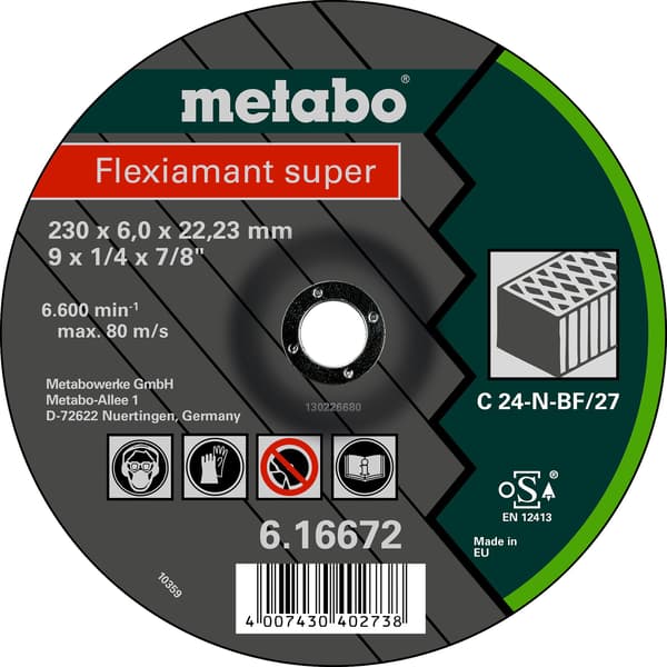 Metabo slipskiva för sten 125x6x22,2 mm 616731000