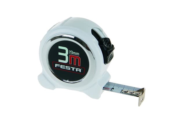 FESTA Rullmåttband 3 m x 19 mm, vit