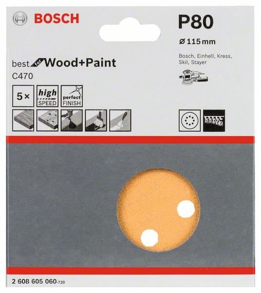 BOSCH C470 slippapper 115 mm korn 80, 5 st