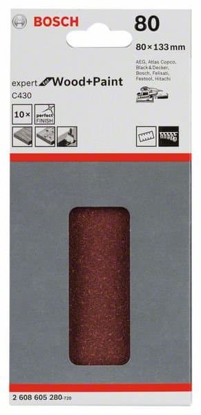 Bosch hiomapaperi 10 kpl, 80 x 133 mm, karkeus 80