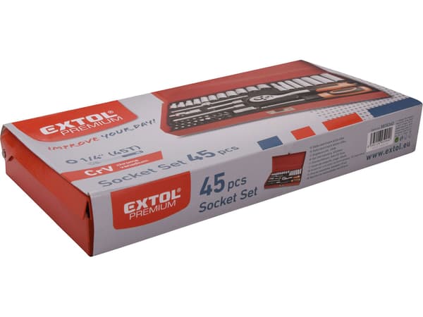 EXTOL PREMIUM topnøglesæt, 45 dele, 1/4"