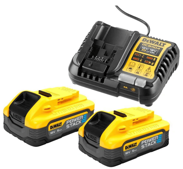 DeWALT POWERSTACK batterisats 18V 2x5,0 Ah med laddare DCB1104H2