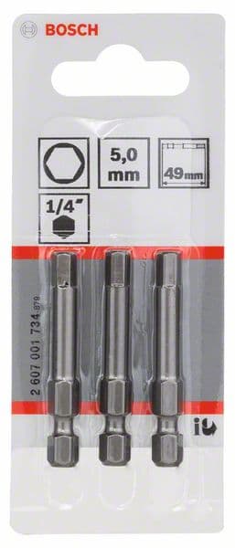 BOSCH Extra-Hart HEX 5 -ruuvauskärki, 49 mm, 3 kpl, 2607001734