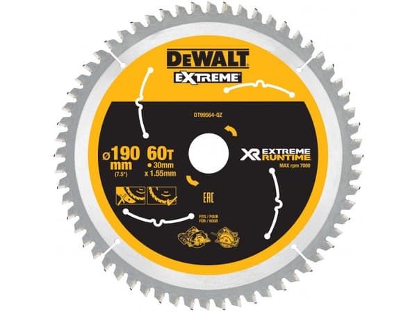 DeWALT savklinge til batteridrevne save FLEXVOLT 190 x 30 mm, 60 tænder DT99564