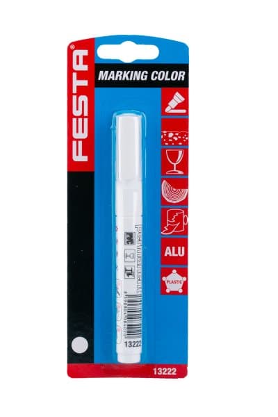 FESTA permanent markør, hvid, plast, 143 mm, 4 mm spids