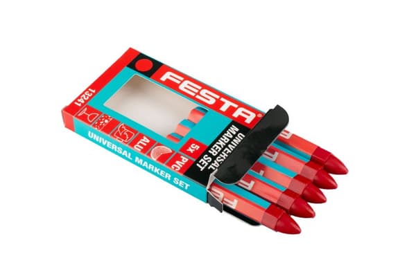 FESTA Universalmärkpenna 120 mm röd, 5-pack