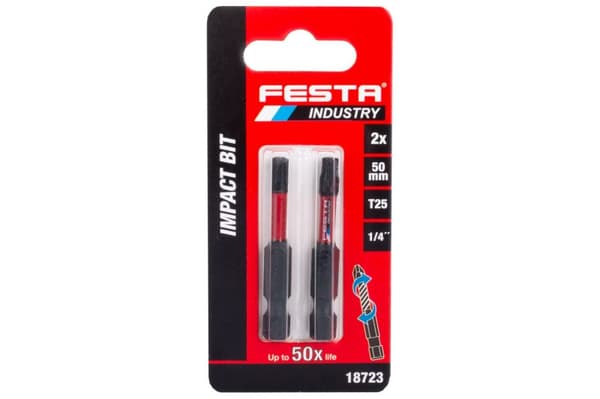 FESTA INDUSTRY T25 Torx-iskupit 50 mm S2, 2 kpl