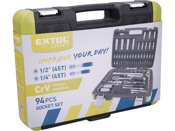 EXTOL CRAFT hylsysarja 94 osaa, 1/4" ja 1/2", 918094