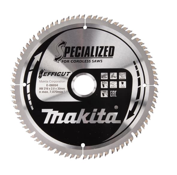 Makita rundsavklinge til træ Efficut 216x2,0x30 mm 80 tænder E-08894