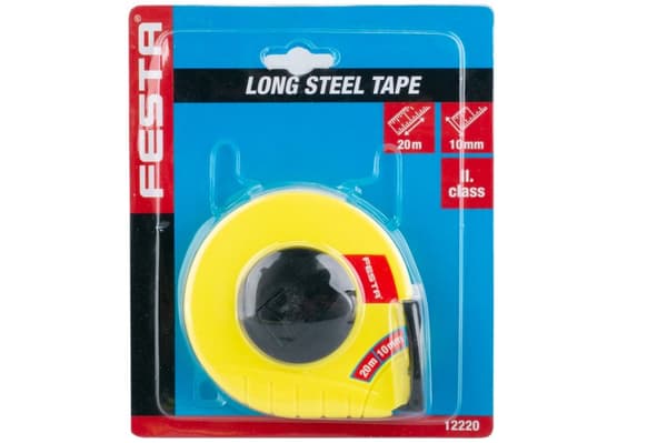 FESTA teräsmitta 20 m x 10 mm, koukulla ja tarrakiinnityksellä