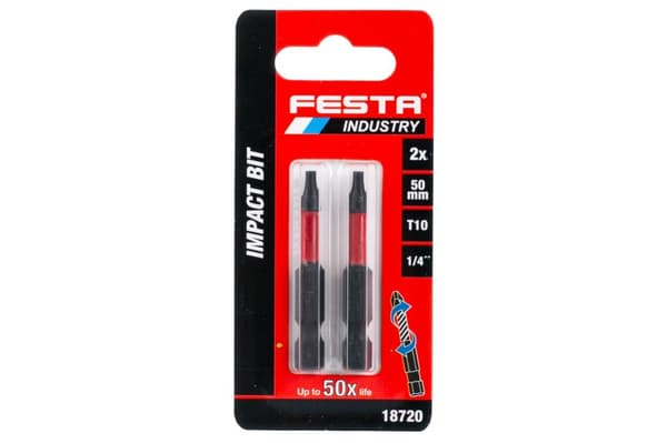 FESTA Torsionsbits INDUSTRY T10 50 mm S2 1/4" 2-pack