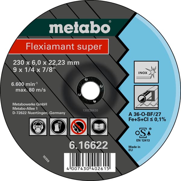 METABO slibeskive til rustfrit stål 150 x 6 x 22,2 mm 616604000