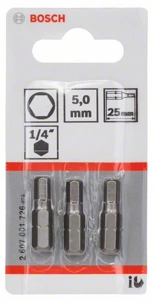 BOSCH Extra hård skruvbits HEX 5, 25 mm (3 st.) 2607001726