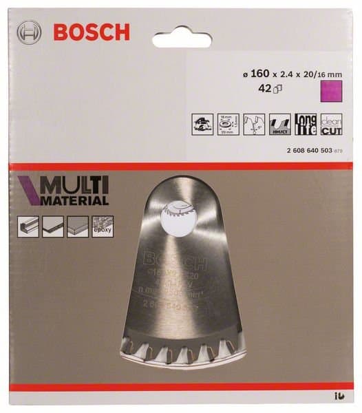 BOSCH Savklinge Multi Material 160 x 20/16 x 2,4 mm, 42 tænder
