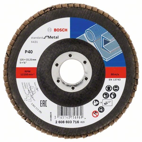 BOSCH lamelslibeskive X431, 115 mm, 22,23 mm, korn 40