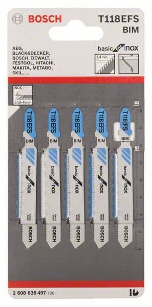 BOSCH stiksavklinge T 118 EFS Basic for Inox, 3 stk. 2608636499