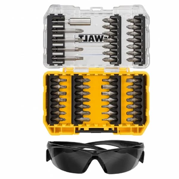 DeWALT bitsæt (47 dele) og arbejdssikkerhedsbriller DT70703
