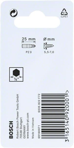 BOSCH Impact Control PZ3 bits 25 mm, 2 stk. 2608522402
