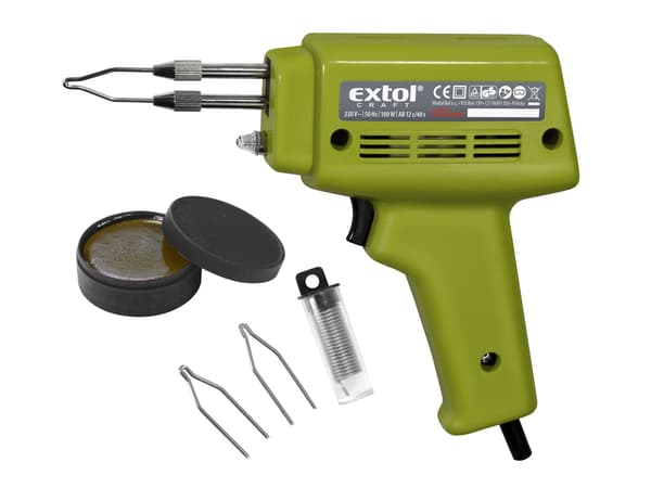 EXTOL CRAFT loddekolbe, transformator, 100 W, model 9921, med tilbehør i kuffert