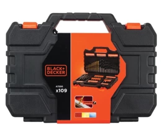 BLACK+DECKER 109-delars sats med borr, bits och hylsor A7200