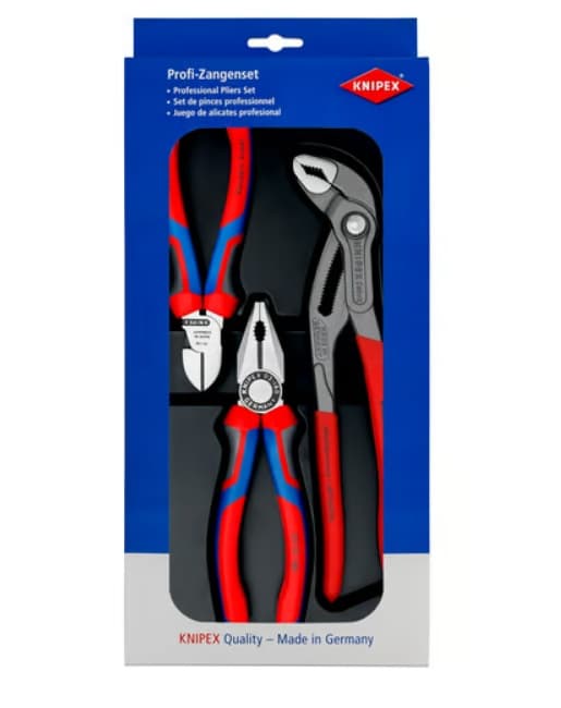 KNIPEX tangsæt med polerede hoveder, 3 dele, i plastkuffert