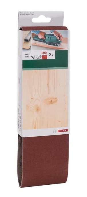 Bosch DIY slibebånd 75x533 mm, G100, til træ, 3 stk.