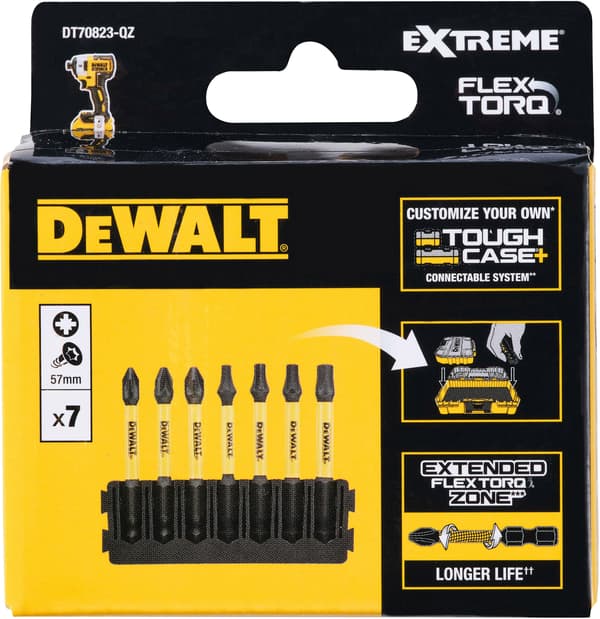 DeWalt bithållare 57 mm med bits DT70823