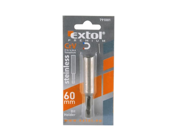 EXTOL PREMIUM bitholder til bore-/skruemaskine, rustfrit stål, 1/4" x 60 mm