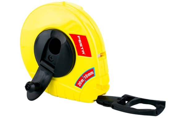 FESTA teräsmitta 20 m x 10 mm, koukulla ja tarrakiinnityksellä