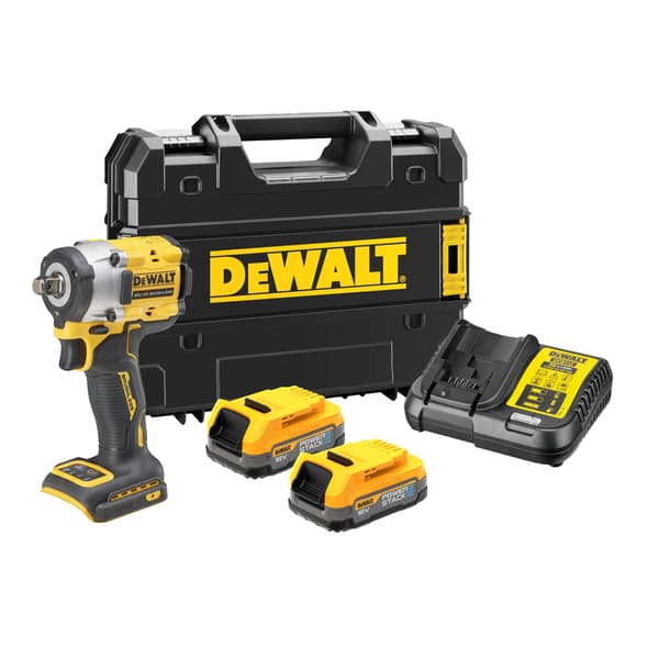 DEWALT 18V akku slagnøgle DCF921E2T med 2 x 1,7Ah POWERSTACK, lader og kuffert