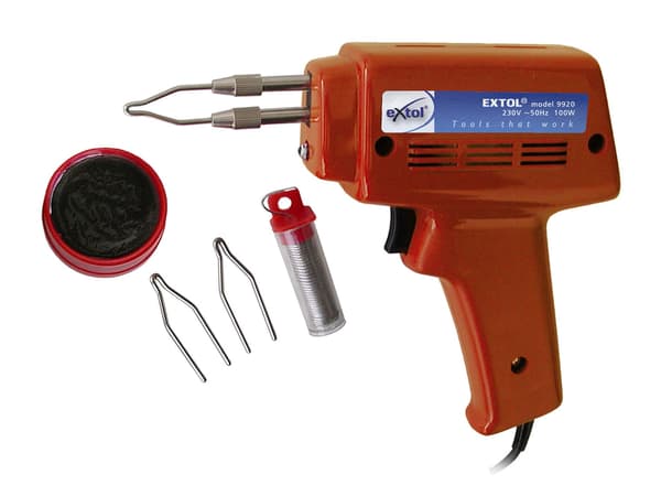 EXTOL CRAFT loddekolbe, transformator, 100 W, model 9921, med tilbehør i kuffert
