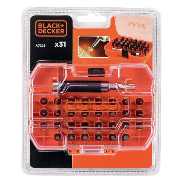 BLACK+DECKER 31-delars bitsats 25 mm med magnetisk bitshållare A7228