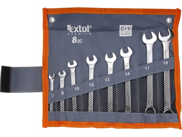 EXTOL PREMIUM ringgaffelnøglesæt, 8 dele, 6-19 mm