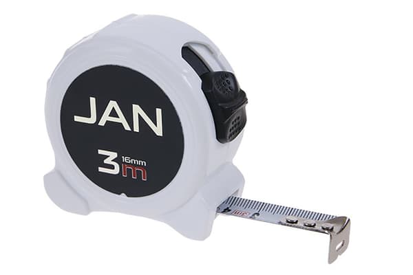 LEVIOR Båndmål 3 m x 16 mm med navn, ABS-hus, bælteklips, CE-certificeret