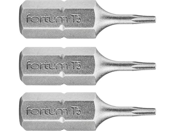 FORTUM TORX-bitssats, 3 delar, T5 x 25 mm, S2