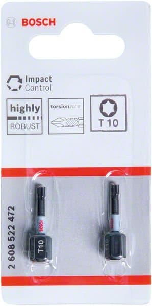 BOSCH Impact Control bits T10 25 mm, 2-pack 2608522472
