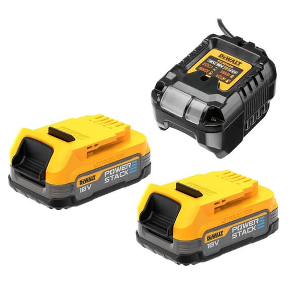 Dewalt startkit 18V XR med 2 kompakta Powerstack-batterier och laddare DCB1102E2