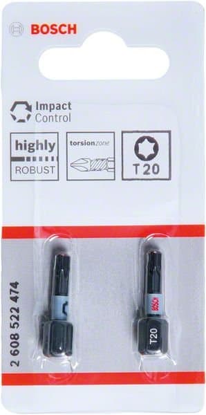 Bosch Impact Control bits T20 25 mm, 2-pack 2608522474