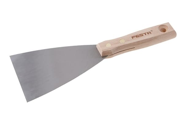Spackelspade i stål med träskaft, 100 mm