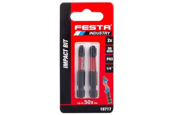FESTA Industry torsionsbits PH3 50 mm S2 1/4" 2-pack