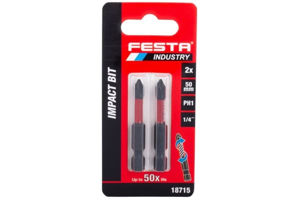 FESTA industri torx-bit PH1 50 mm S2 1/4" torbitsæt, 2 stk.