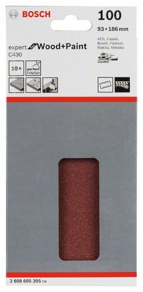 Bosch slipapper C430, 10-pack, 93 x 186 mm, korn 40